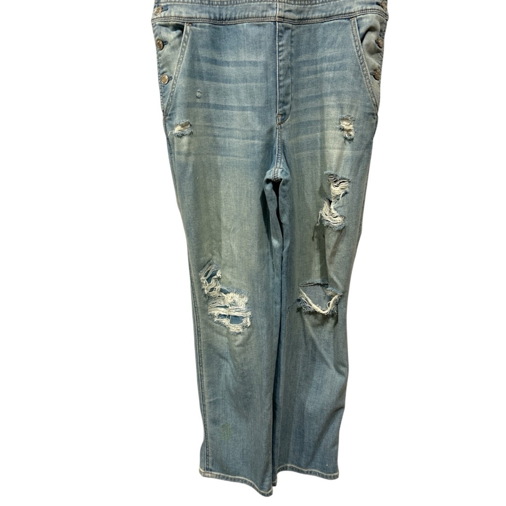 American Eagle Tomgirl Denim Overalls Distressed Light Blue XL - Picture 5 of 12